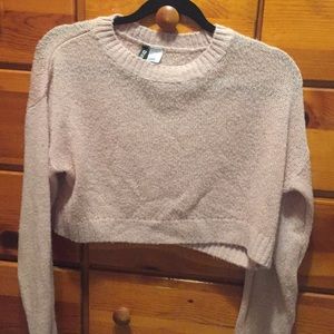 Pink wool long sleeve crop top